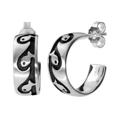 Paar Ohrstecker OSTSEE-SCHMUCK "Ostsee-Schmuck Ohrstecker Fisch Ohrstecker Fisch", weiß, Ohrringe, Damen, 19 x 7mm, Silber 925 (Sterlingsilber)