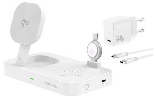 4Smarts Induktions-Ladegerät 25W Trident 540999 4S540999 Ausgänge Magnetanschluss Weiß