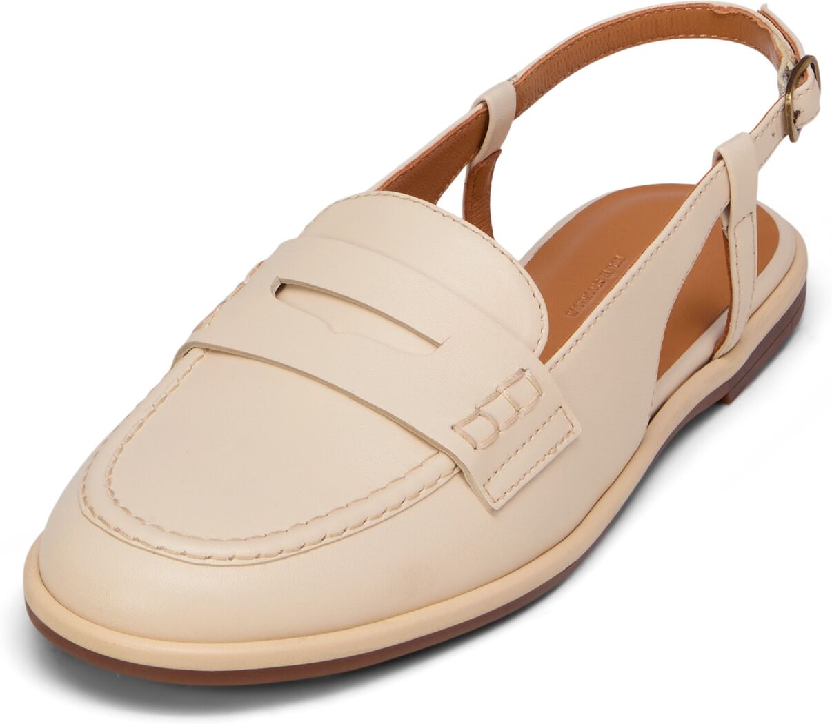 Sandale MARC O'POLO "mit verstellbarem Riemen", Damen, Gr. 40, Leder, beige (raw cotton), Obermaterial: 100% Leder, unifarben, Schuhe Sandale