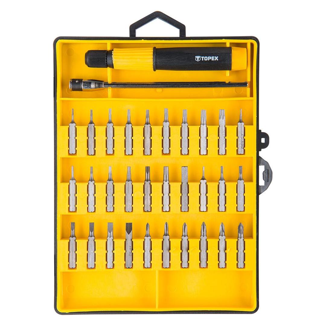 Topex Präzisions-Schraubendreher-Bits mit Griff, 32-tlg. im Set. (39D555) (4070)