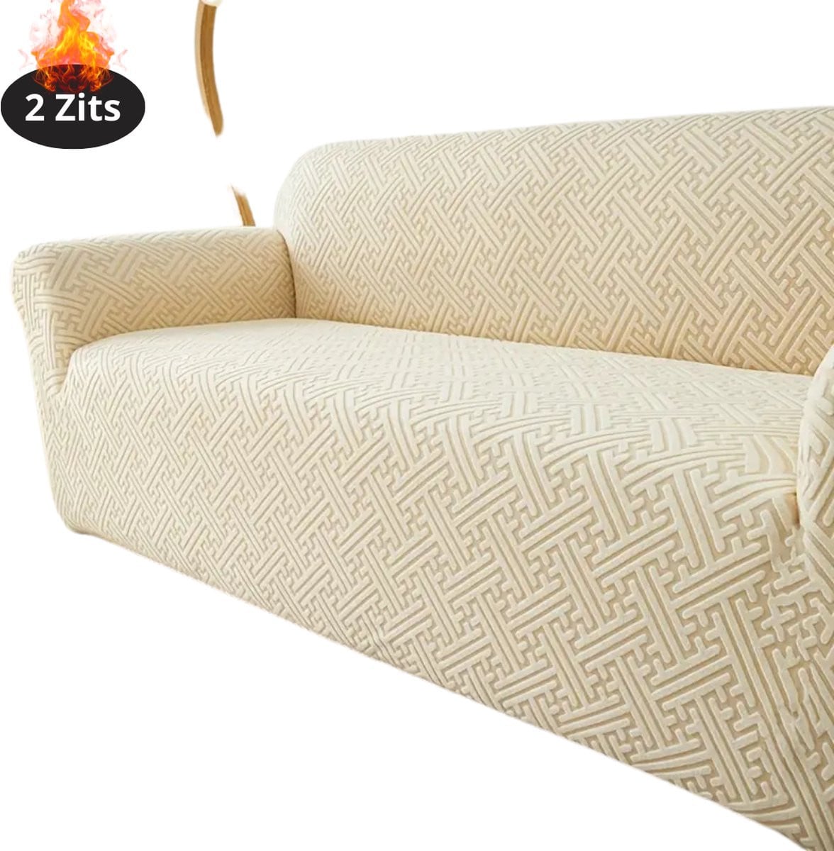 Livano Bankhoes Stretch Bankbeschermer voor 2 Zits Sofa - Beige