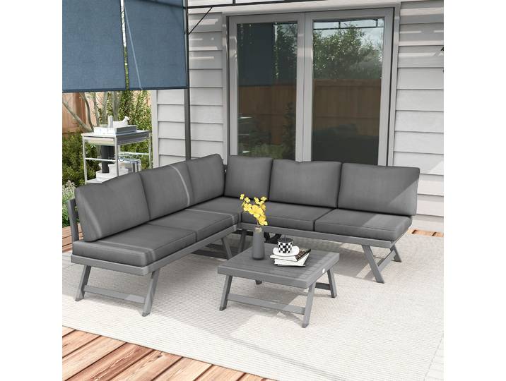 Outsunny Salon Jardin Convertible 4Pcs Angle Table