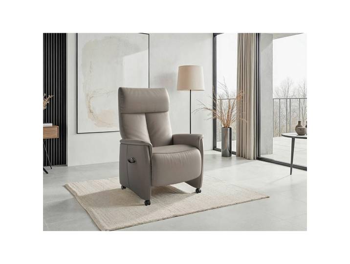 Sit & More Relaxsessel TV Cremona Comfort E S1, Grau, Kunststoff, Echtleder, Nappaleder, 76x110x84 cm, Goldenes M, Made in Europe, DGM-Klimapakt, Relaxfunktion, Liegefunktion, gepolsterte Armlehnen, Wohnzimmer, Sessel, Relaxsessel