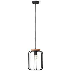 BRILLIANT Lampe, Tosh Pendelleuchte 25cm antik holz/schwarz korund, 1x A60, E27, 40W, Holz aus nachhaltiger Waldwirtschaft (FSC)