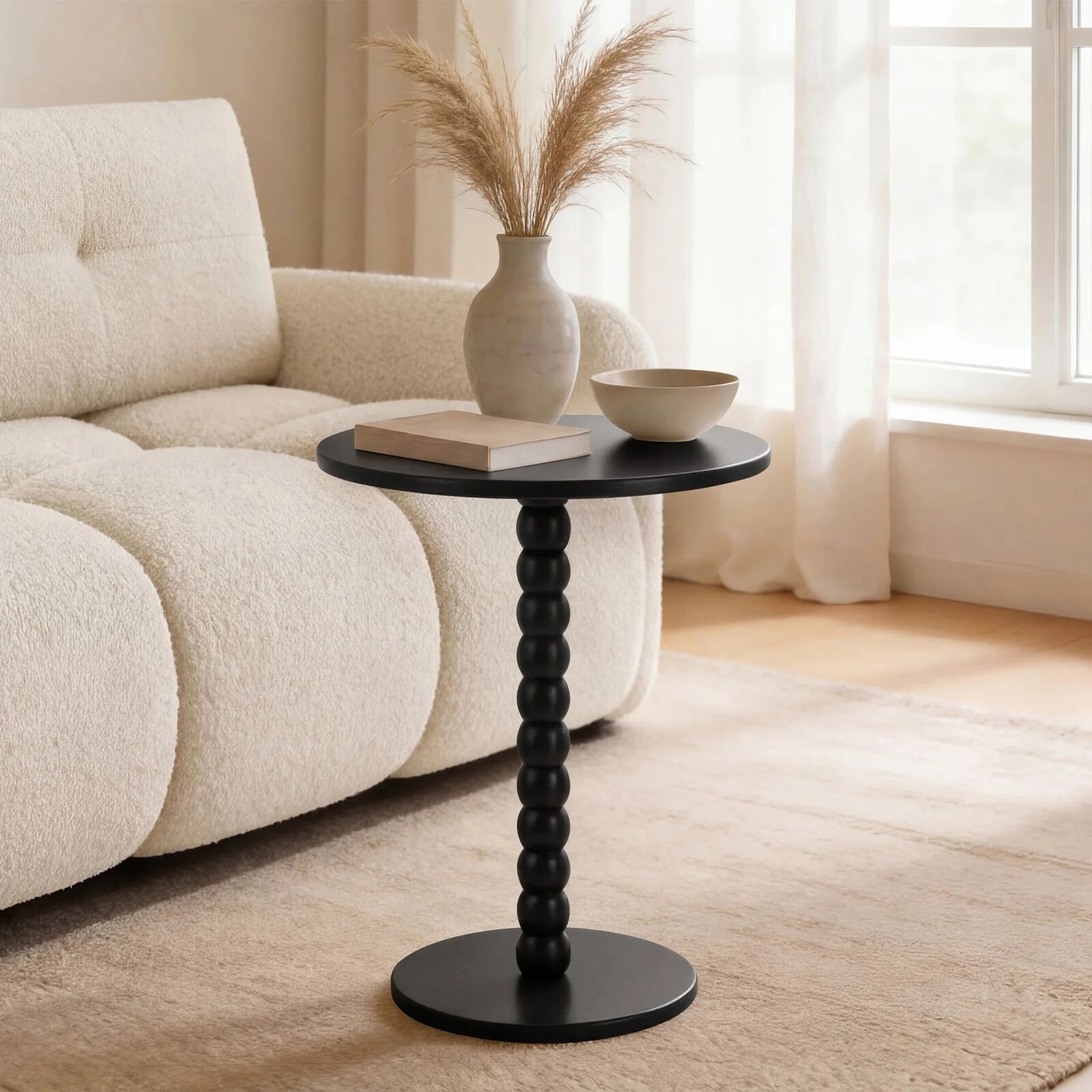 garneroarredamenti Tavolino da salotto 35x35cm rotondo nero Loke
