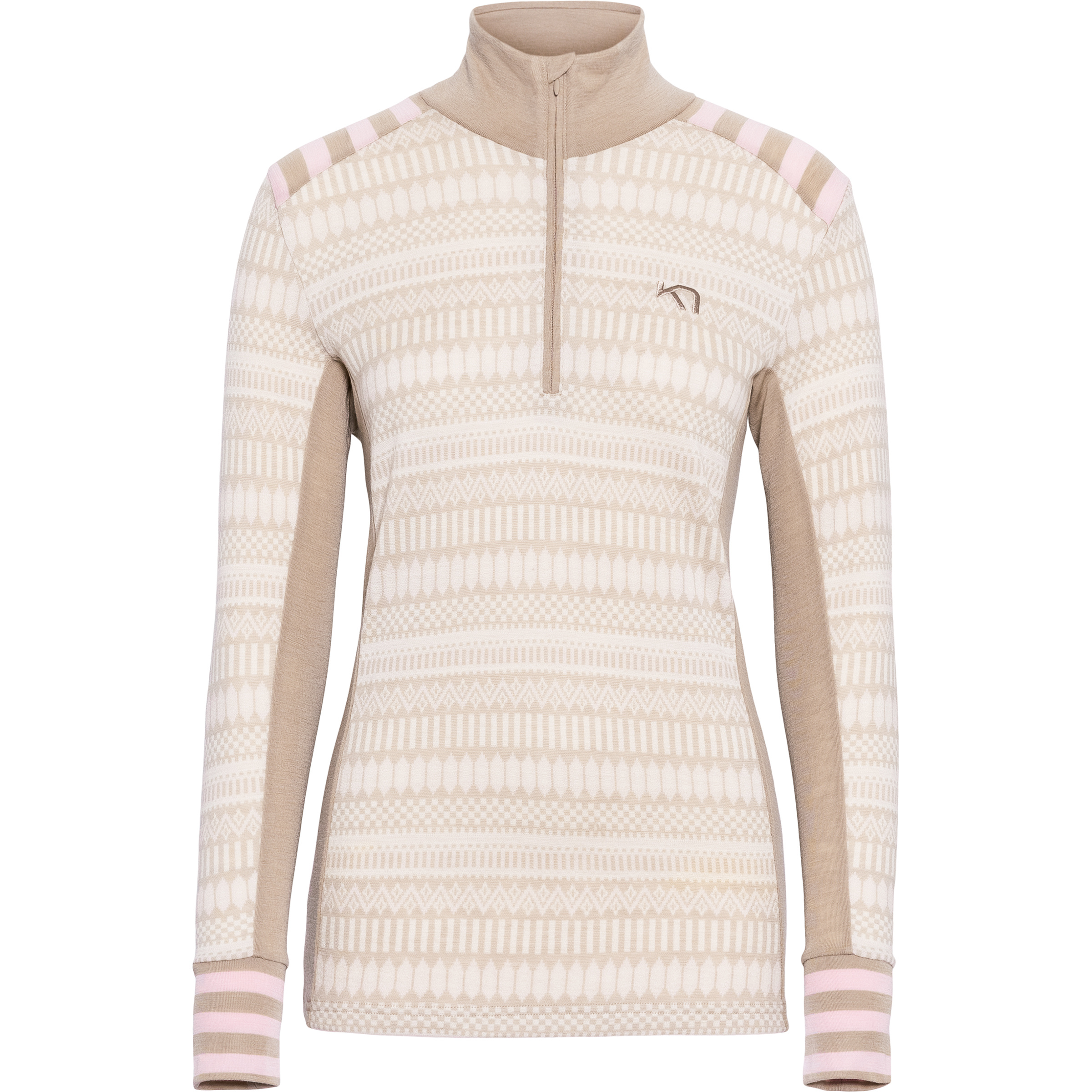 Kari Traa Åkle Half Zip Damen Langarm Unterhemden braun Größe M Skifahren Hautfreundlich