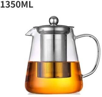 Uplifted Goods Heat Resistant Glass Teapot With Stainless Steel Infuser 1350ml