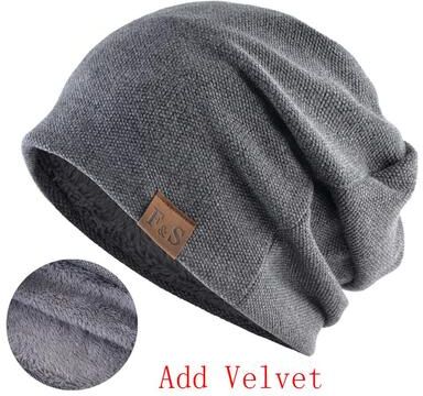 Multicon Wholesale Hub Winter Knitted Skullies Beanies Velvet Soft Turban Hats Fashion Bonnet Hat For Men And Women Hip Hop Beanie gray3 Add Velvet