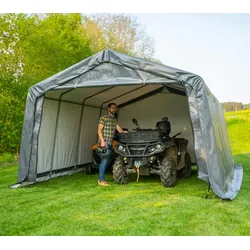 ShelterLogic Folien Zeltgarage Gerätehaus | Grau | 490x370x260 cm - Grau
