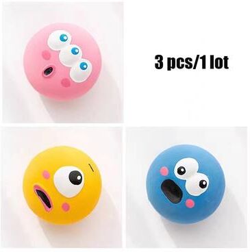 Inspired Finds Squeaky Rubber Dog Ball Chew Toy Bite Resistant Tooth Cleaning Interactive Pet Ball 3 Pcs