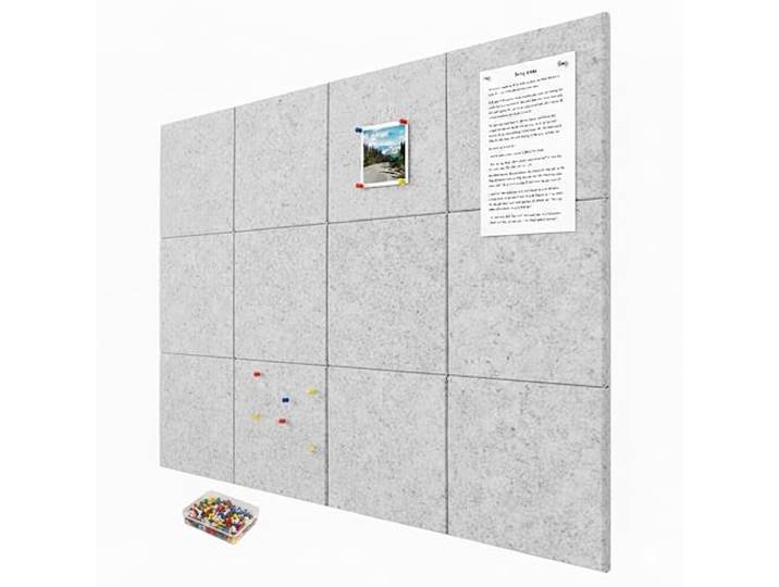 Relaxdays Panneaux en Feutre Auto-adhésifs\, 12 pièces\, Gris carrés 30 x 30 x 0\,9 cm\, avec punaises