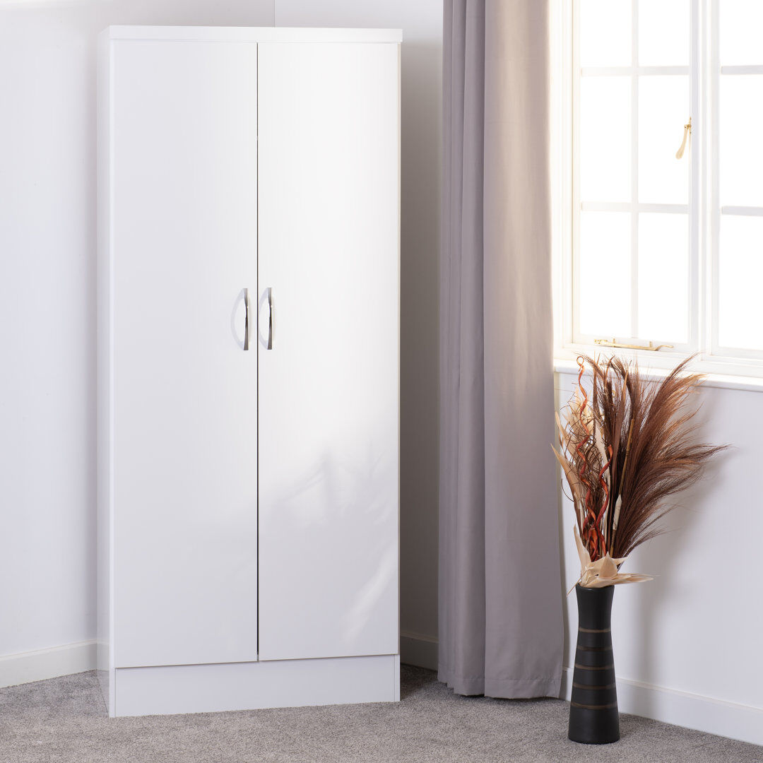 17 Stories Cascio 2 Door Wardrobe White 78cm W X 52cm D