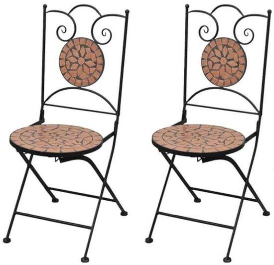 Faltstuhl Set für Garten und Balkon - Mosaik Keramik Terrakotta
