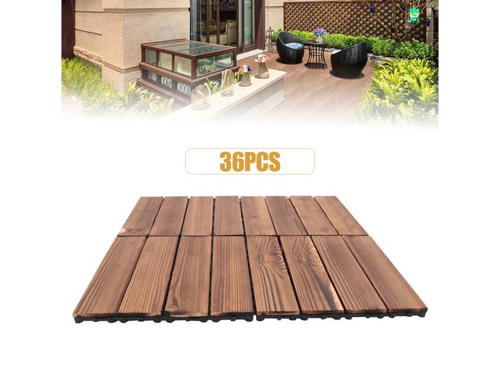36 pièces/ensemble 30x30cm carrelage de Patio de balcon en bois, pavé de carrelage de pont de sol imperméable antidérapant à emboîtement intérieur extérieur marron