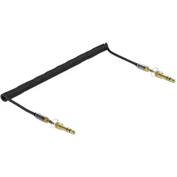Delock Spiralkabel 3,5 mm 3 Pin Klinkenstecker zu Klinkenstecker mit Schraubadapter 3 m