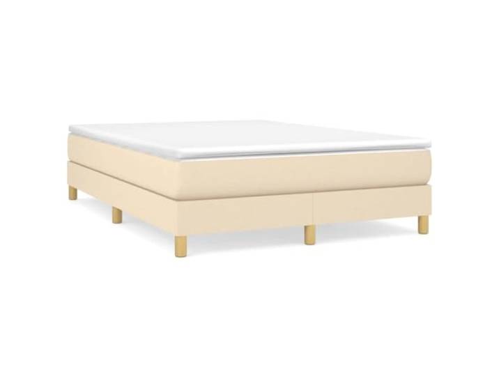 PUGYNBK Boxspringbett mit Matratze, cremefarben, 140 x 190 cm Taschenfedern, mittlere Festigkeit, Holzlatten, atmungsaktiv, langlebig