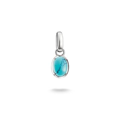 Charm-Einhänger THOMAS SABO "Birthstone/Geburtsstein Charm - Connect", blau (silberfarben, türkis, türkis), Charms, Damen, Dezember, Silber 925 (recycelt), mit Zirkonia (synth.) oder Glas-Keramik Stein oder Türkis-Imitat