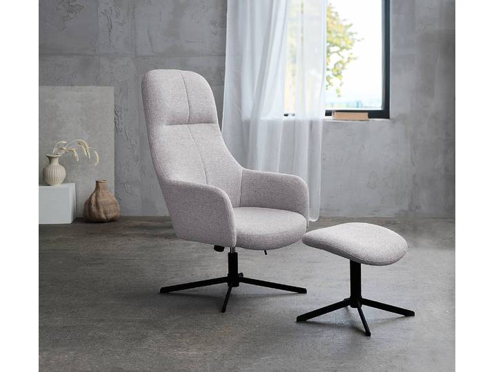 Relaxsessel mit Fußhocker Beige Bezug: Polyester Füße: Stahl 67 x 117 x 78cm