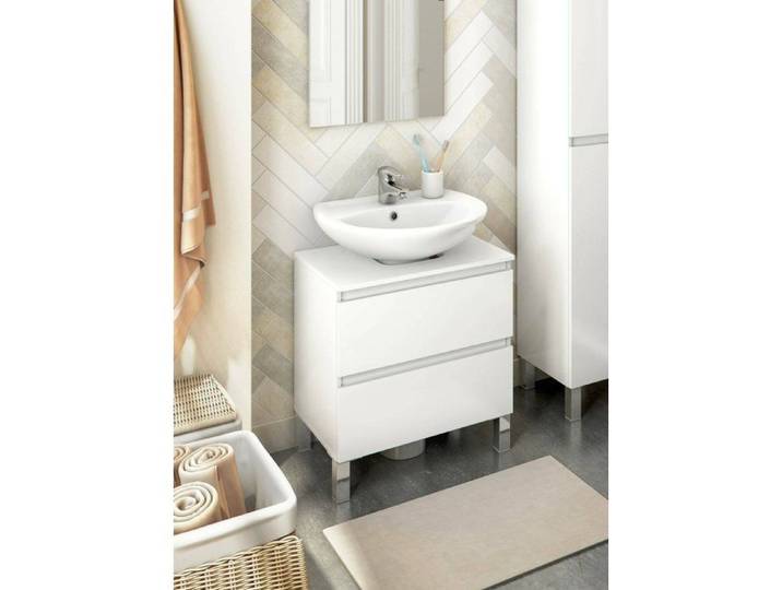 Meuble Sous-Évier Avola Dmora en Bois Mélaminé Blanc Brillant 40x60x63 5h cm