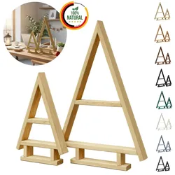 2er SET Holz Weihnachtsbaum Tannen Baum Weihnachtsdekoration aus Holz Natur