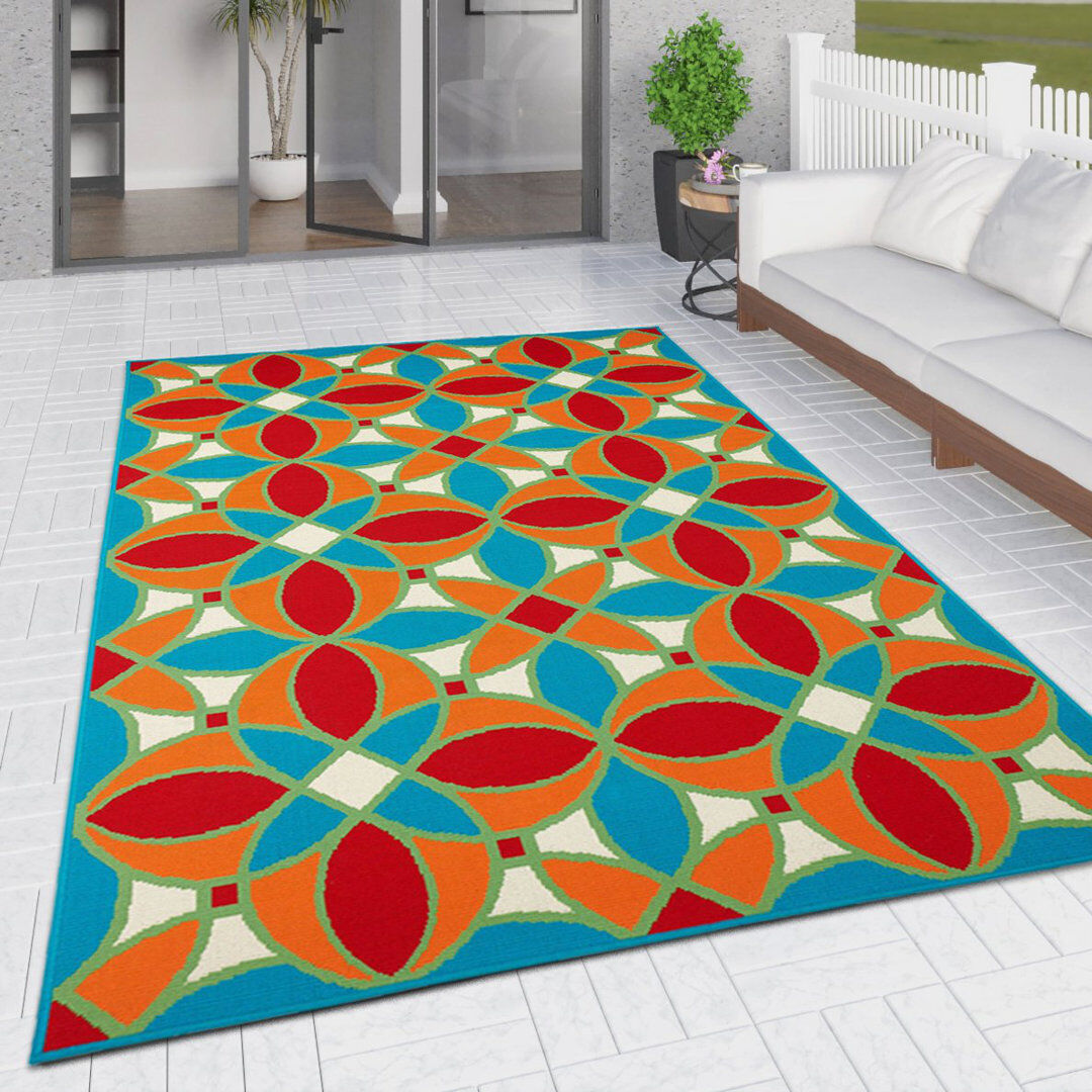 Corrigan Studio Quintero Rectangle Moroccan Indoor / Outdoor Area Rug Orange Rectangle 120 x 170cm