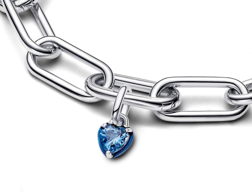PANDORA Blaues Chakra Herz Mini Charm Anhänger, Sterlingsilber silber