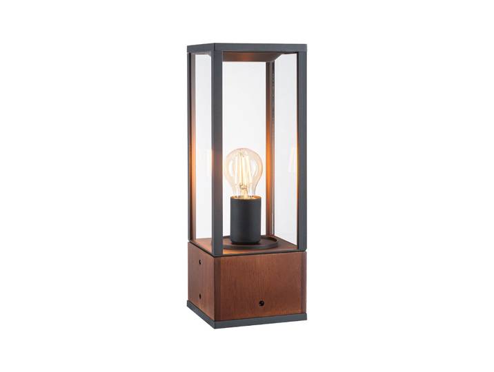 LED Gartenstrahler PAULMANN Lichtobjekt Timba IP44 eckig, 60W 230V E27 Holz , braun, B:14,2cm H:40cm T:14,2cm, Leuchten, LED Gartenstrahler