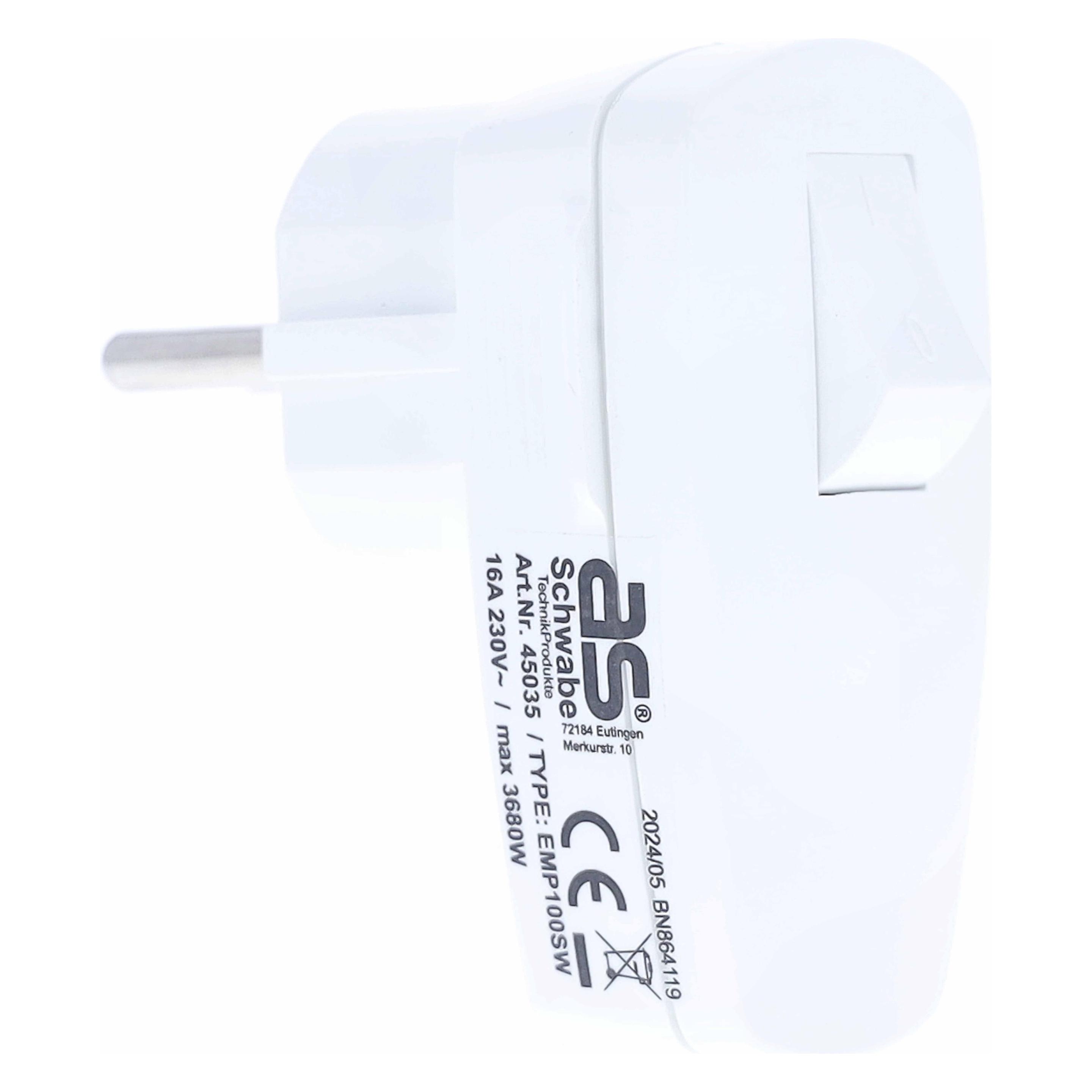As - Schwabe Winkelstecker mit Schalter (CEE 7/7) (45035)