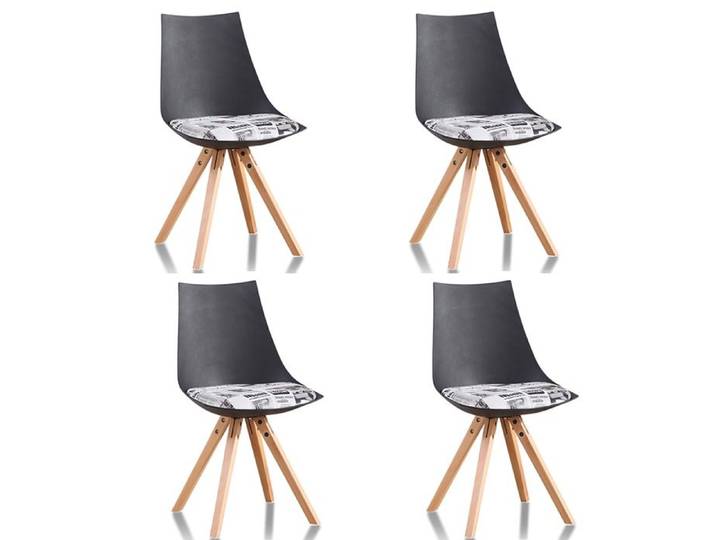 Lot de 4 chaise scandinaves noires assise journal - Minsk