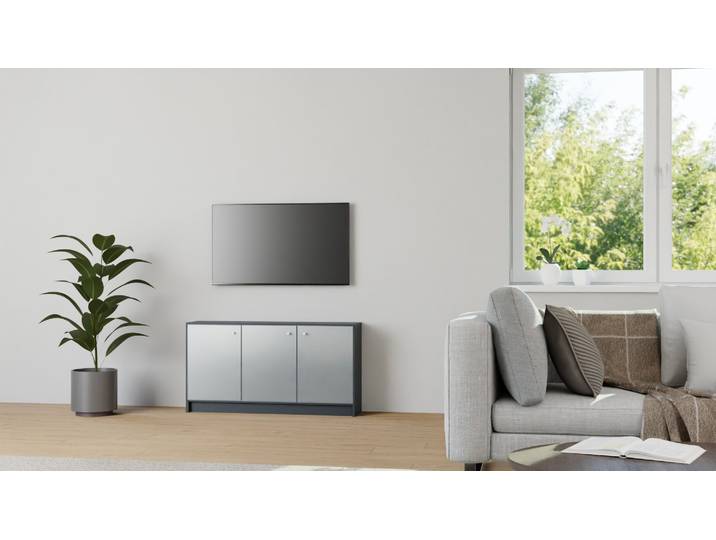 Phonoregal mit Glastüren MDF Lackiert Anthrazit­grau RAL&nbsp;7016