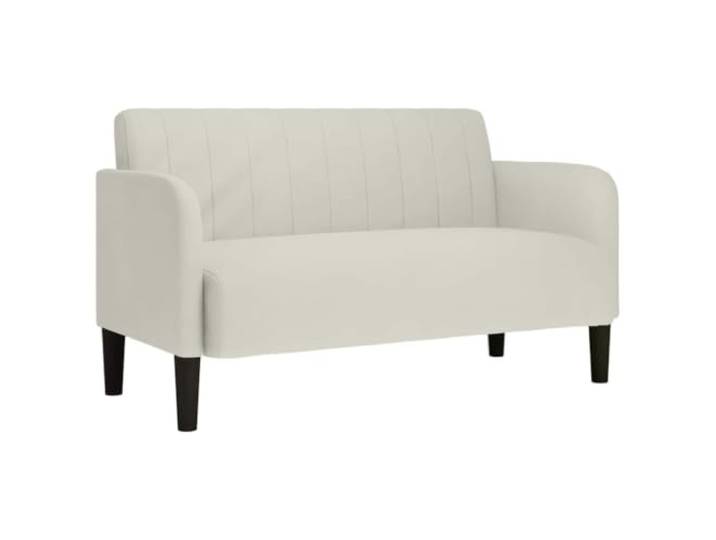 Coespram Zweisitzer-Sofa Samt Polstercouch Creme 109 cm Sitzbreite Kompakte Sitzgelegenheit mit Federkern und Holzarmlehnen, ideal für Wohnzimmer, Arbeitszimmer oder gemütliche Leseecken.