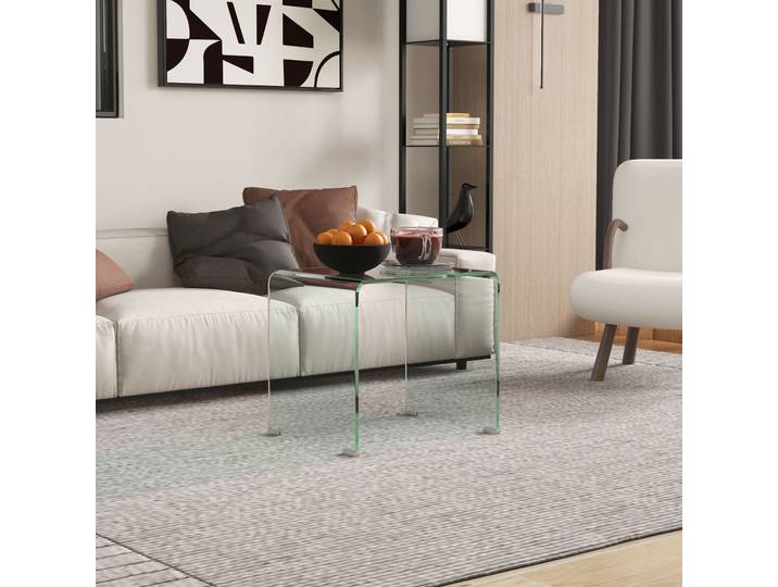 HOMCOM Table Basse Moderne Verre Trempé Transparent 50x40x45 cm