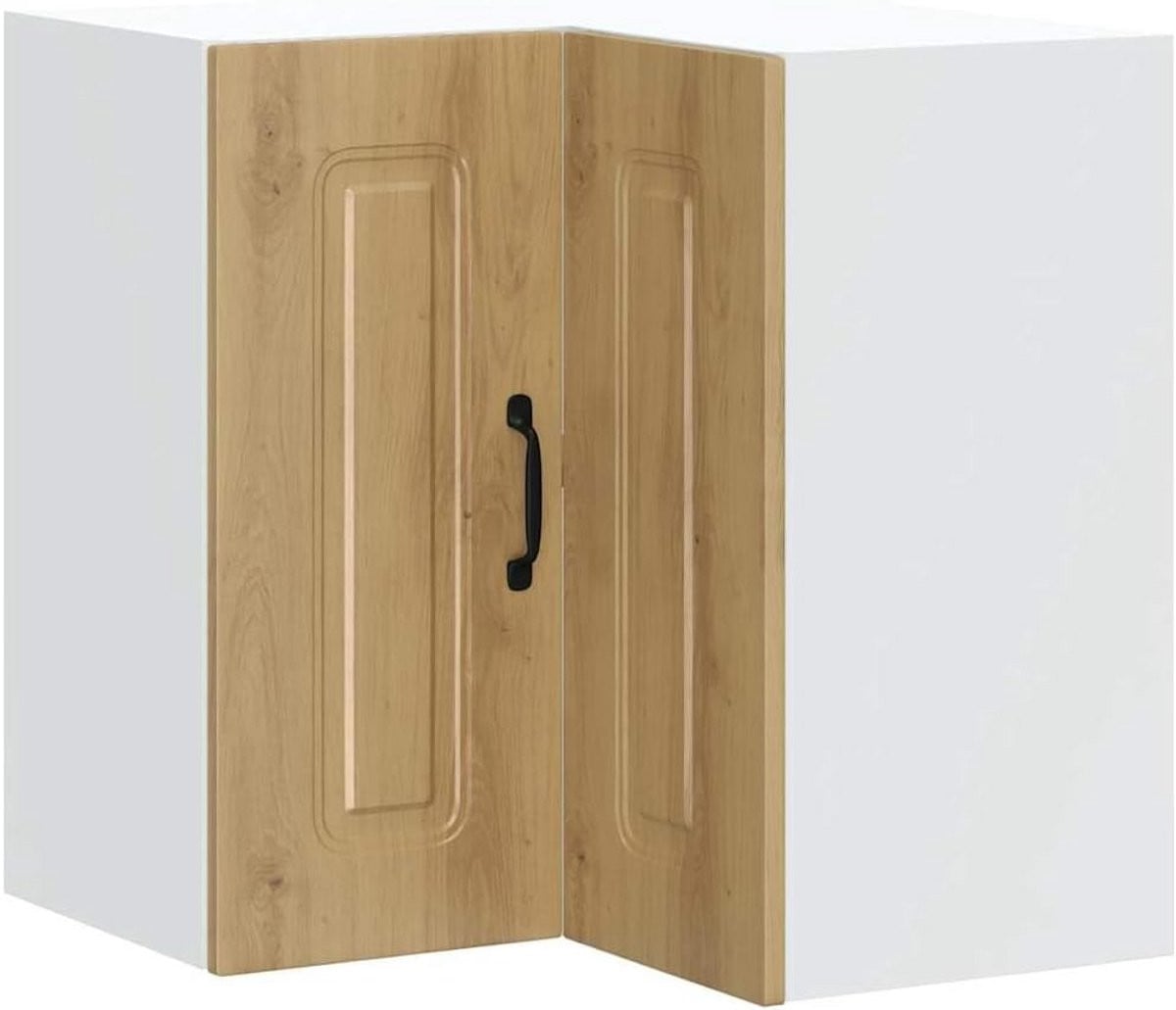 Wand hoekkast voor de keuken in eikenhoutlook