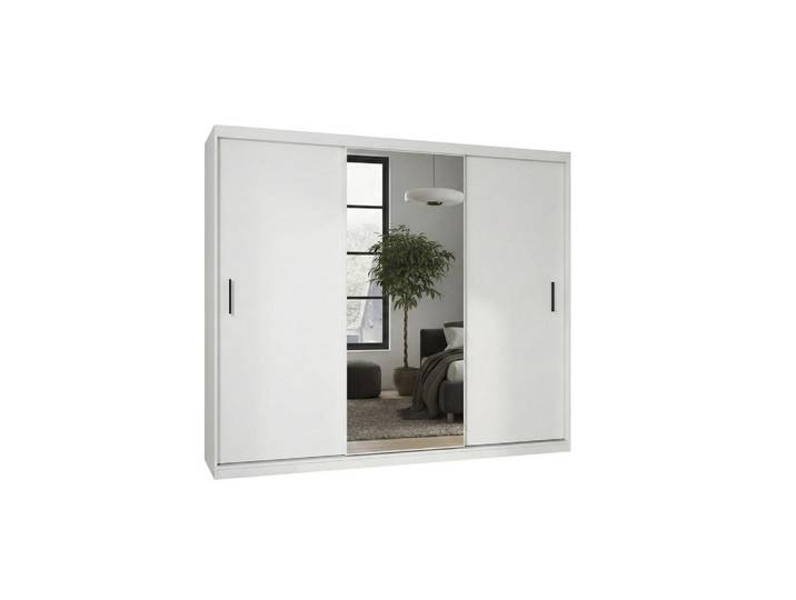 Ravio Schwebetürenschrank Mirano Weiß Matt 250 cm, Rechteckig, 250x215x60 cm, Schlafzimmer, Kleiderschränke, Schwebetürenschränke