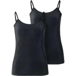 Tchibo - 2 Spaghetti-Hemdchen aus Mikrofaser - Damen - Gr. XS - schwarz