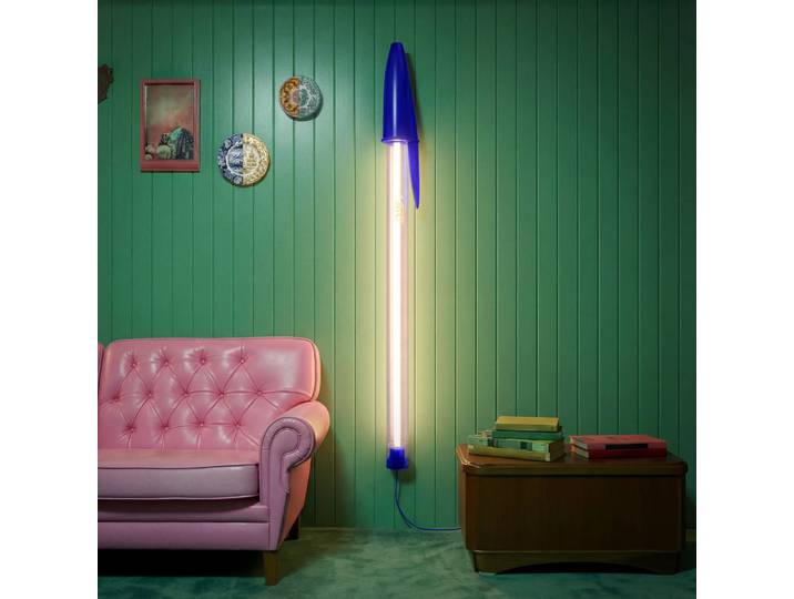 SELETTI Seletti LED-Pendellampe BIC, blau, Länge 173 cm BIC, blau, für Wohn- / Esszimmer, Kunststoff, Design