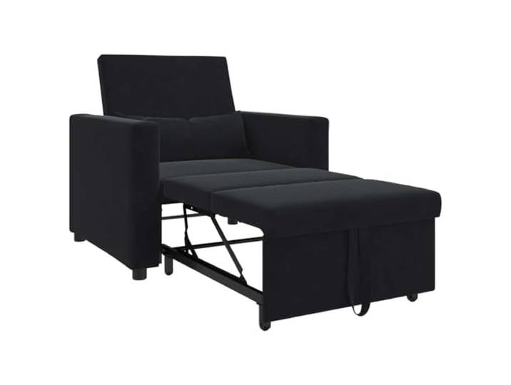 KTHLBRH Ausziehbares Einzelbett mit Rollen, Schwarz, Samt, 3-in-1 Verstellbare Rückenlehne, Stahlgestell, Kunststoffbeine, 90 x 165 x 87 cm, vielseitig einsetzbar