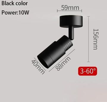 Uplift Picks Adjustable LED Spotlight Zoom Focus Surface Mounted Ceiling Light black (10w) 3000k