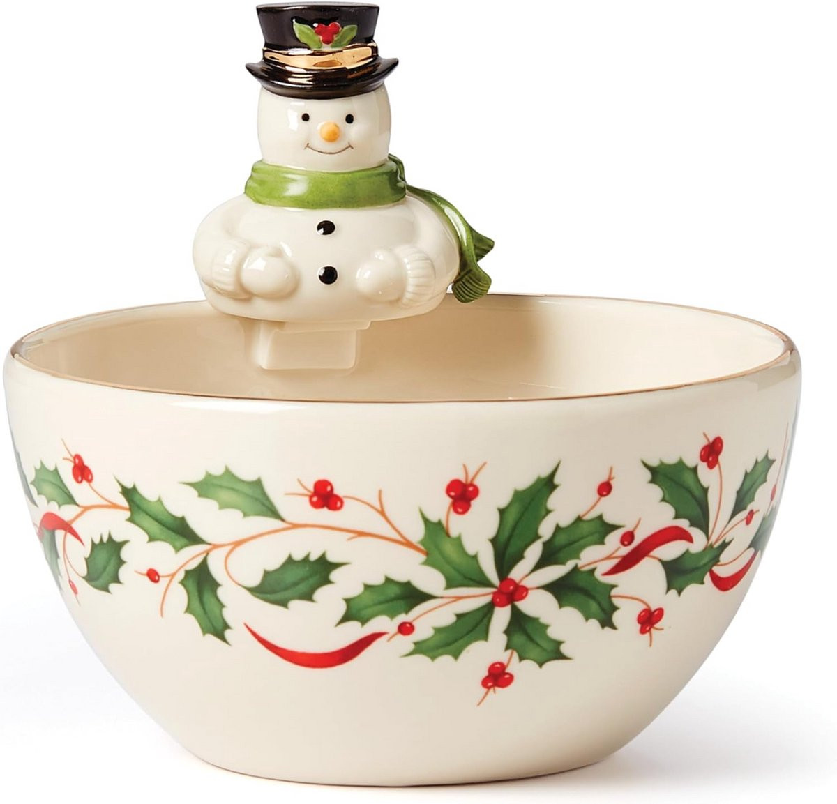 Lenox Holiday Snowman Bowl Rood & Groen