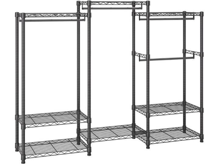 VEVOR Verrijdbaar Kledingrek Kapstok 362 Kg Belastbaar Vrijstaand Kledingrek 174x180x45cm 3 Kledingstangen Multifunctioneel 8-Laags voor Slaapkamer\, Wasruimte\, Kleedkamer