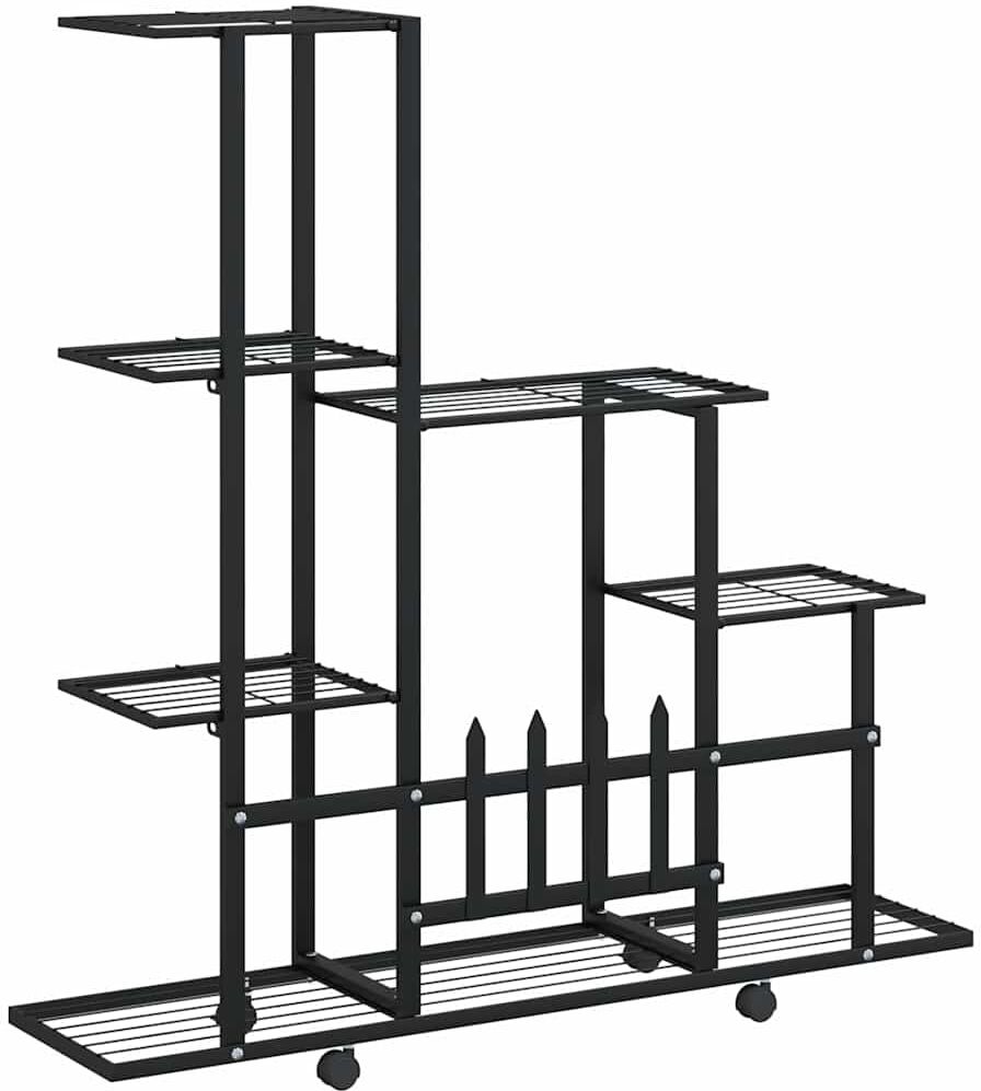 vidaXL Support pour plantes sur roues 94,5x25x92,5 cm Noir Métal