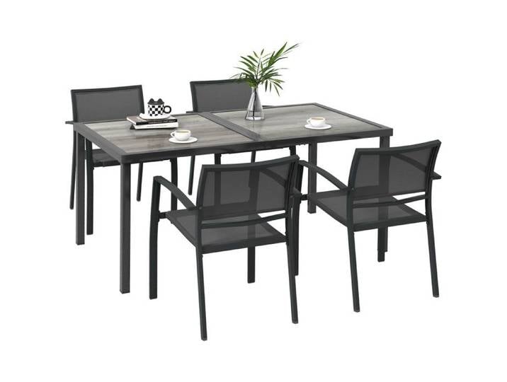 Ensemble de jardin avec table et 4 chaises coloris gris pour terrasse et jardin