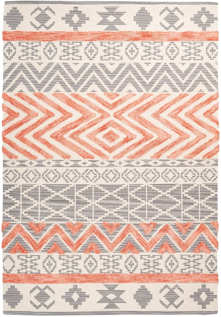 Teppich ARTE ESPINA "Ethnie 100", orange (grau, apricot), B:160cm H:10mm L:230cm, Baumwolle, Teppiche, Teppich, 3D-Design, Kurzflorteppich, Ethno-Design grau, apricot B : 160cm 1 Stk., 10mm, L: 230cm
