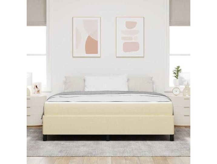 KTHLBRH Boxspringbett creme 180 x 200 cm Stoff Technisches Holz, mittlere Matratze, feste Latten, Unterstützung 280 kg