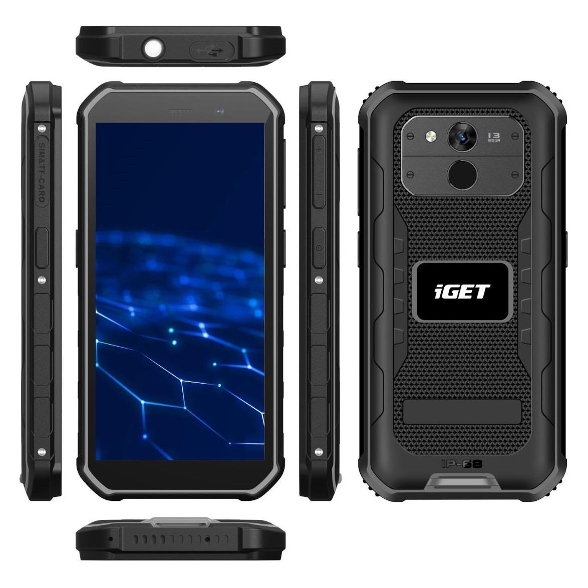 iGet T1 6 + 128 Black - odolný mobilní t (128 GB, Schwarz) (84008201)
