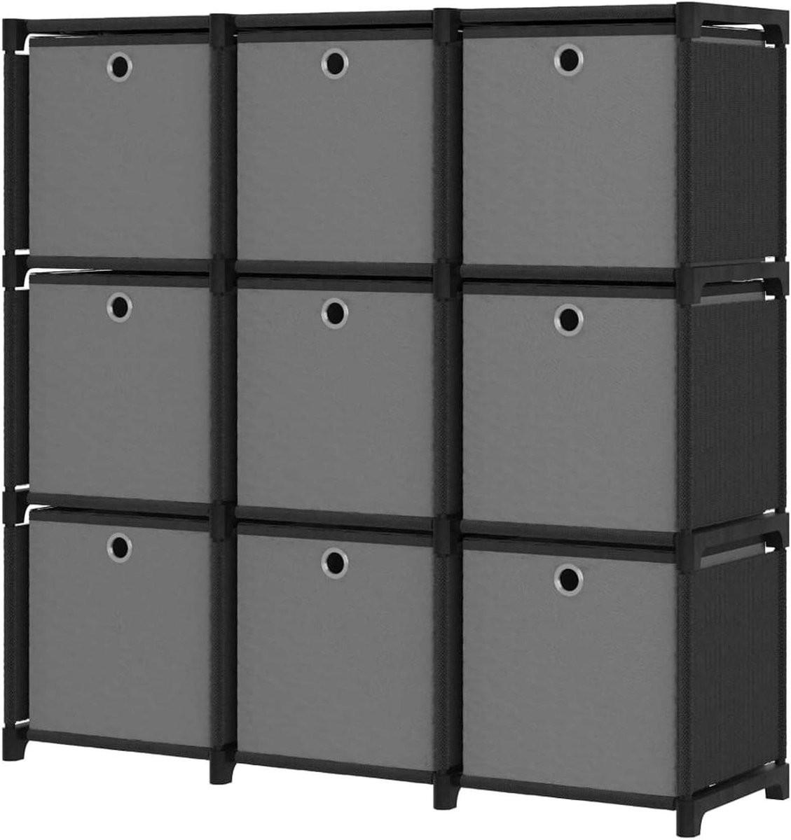Modulaire opbergkast met stoffen boxen, zwart grijs, B: 103 cm, H: 107 cm