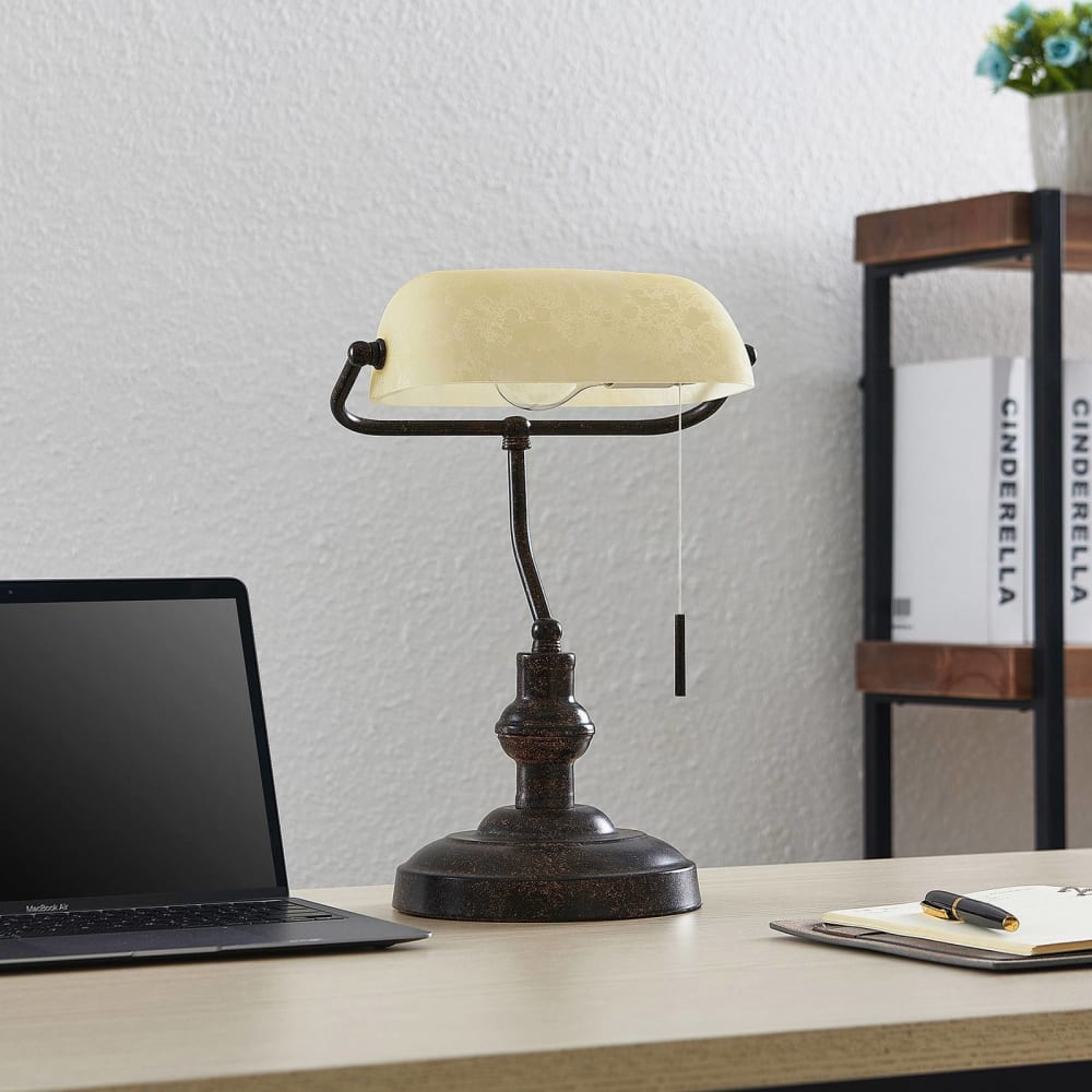 Lindby Lámpara de mesa de metal marrón