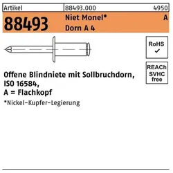 Nieten, Blindniete R 88493 Flachkopf 4 x 6 Niet Monel/Dorn A 4