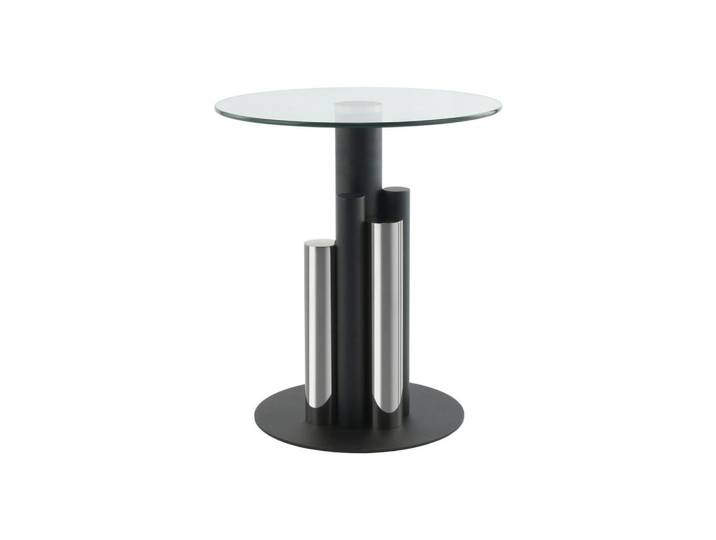 Beistelltisch mit Glasplatte rund Ontario, Klar/Silber