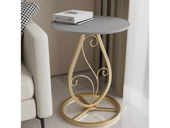 Mit Metallbeinen, kleiner runder Martini-Tisch, Nachttisch(/Gold,C)